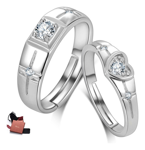 Anillo De Compromiso Plata 925 De Pareja Con Caja De Regalo