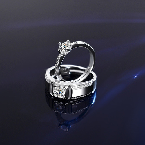2 Anillos Ajustables De 925 Plata De Pareja Compromiso