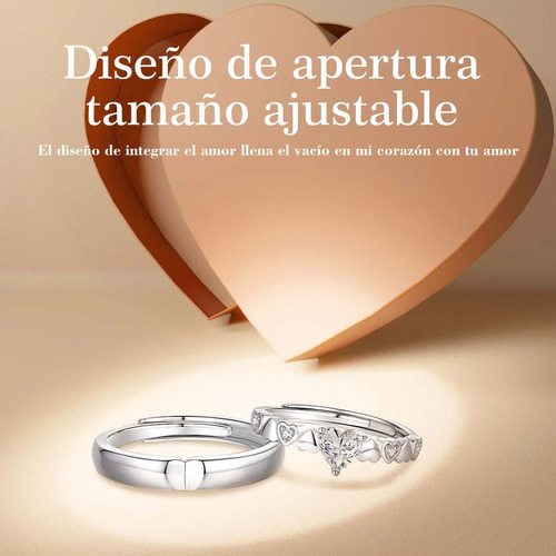 2 Anillos Promesa Plata Fina 925 Moderno Parejas Compromiso