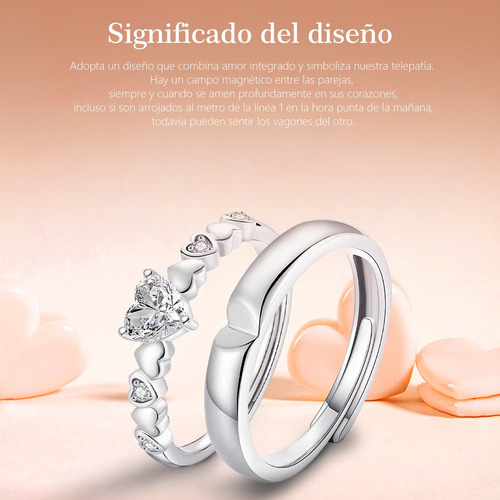 2 Anillos Promesa Plata Fina 925 Moderno Parejas Compromiso