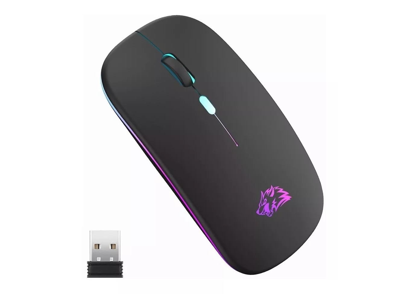 ML Mouse inalámbrico recargable Free Wolf X15 negro.