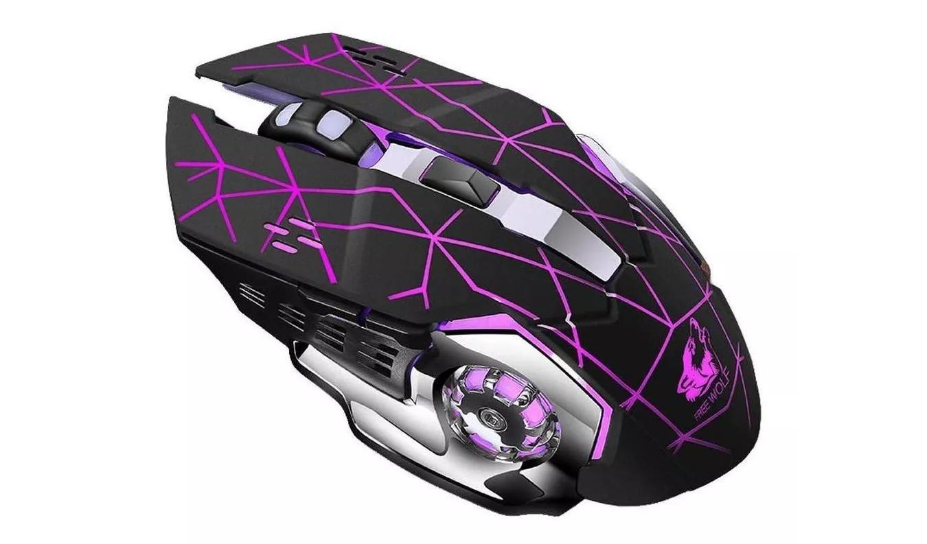 ML Mouse gamer de juego inalámbrico recargable Free Wolf X8 star black