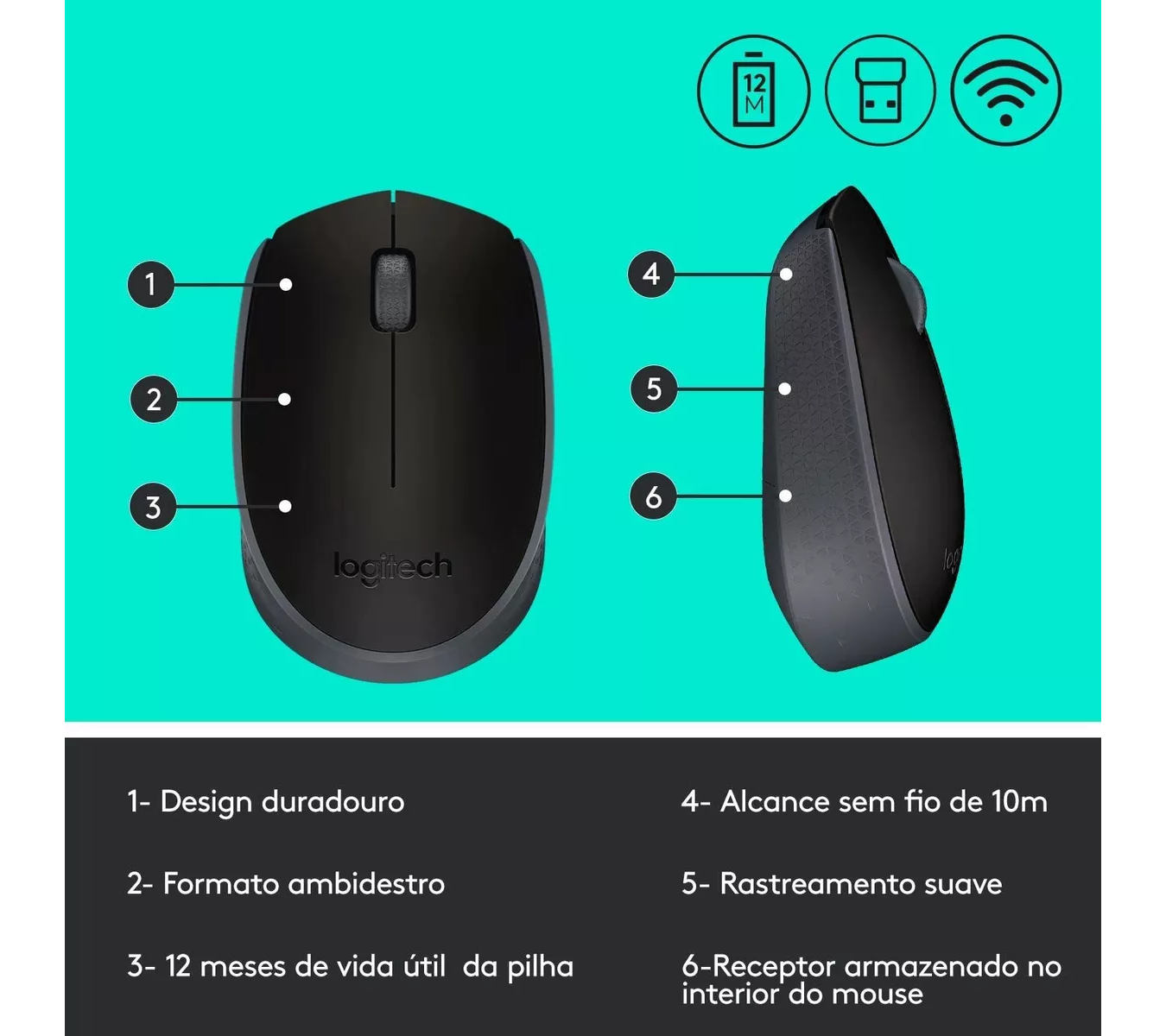 ML Mouse inalámbrico Logitech M170 M170 negro