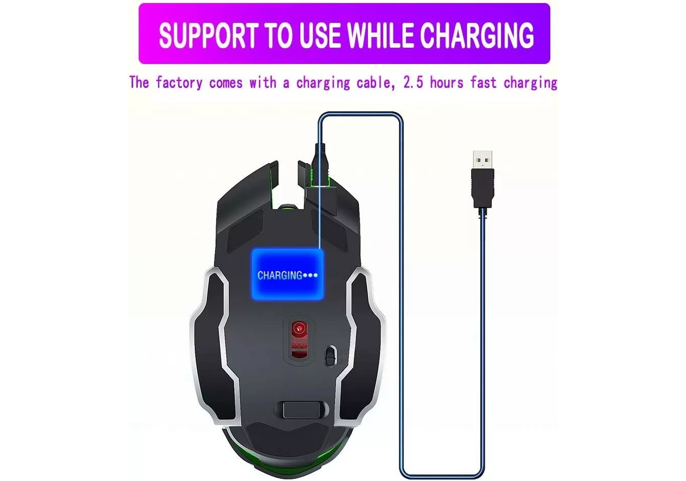 ML Mouse gamer de juego inalámbrico recargable Free Wolf X8 star black