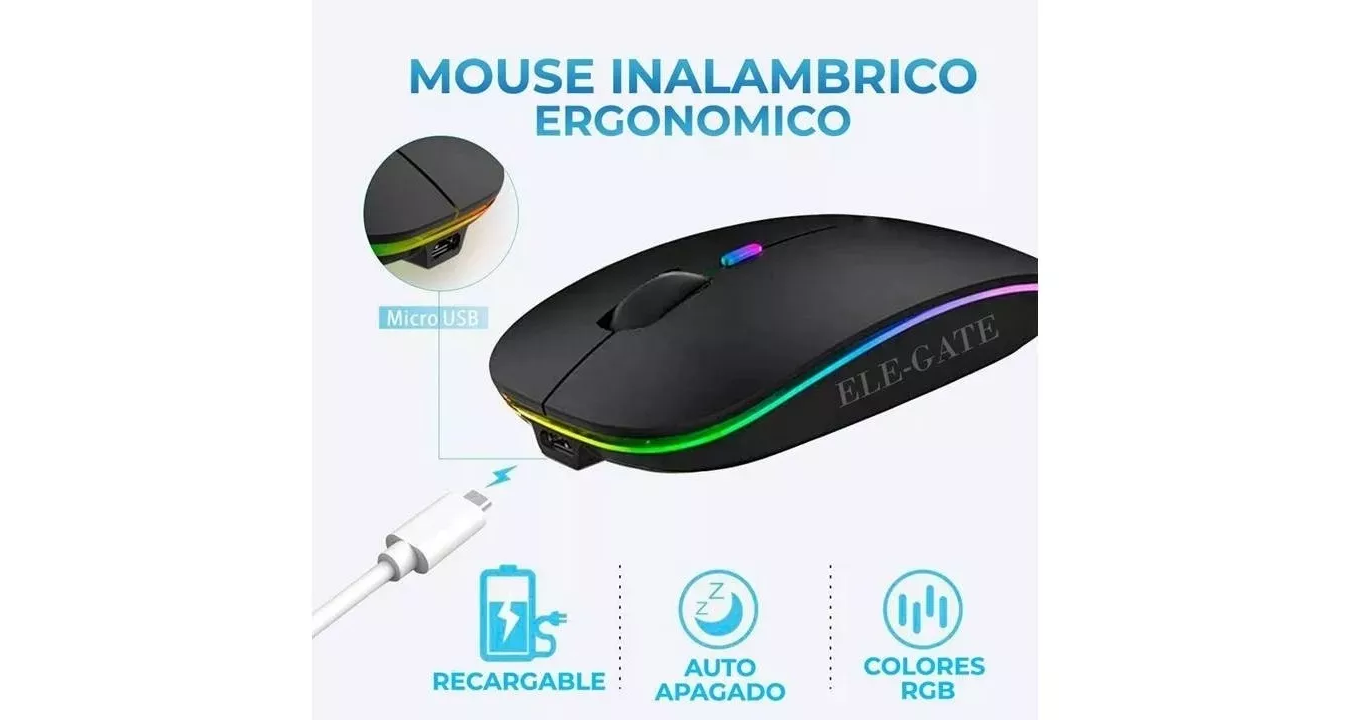 Ele Gate Raton Inalambrico Rgb Teclado USB Gaming Mecánico ELE