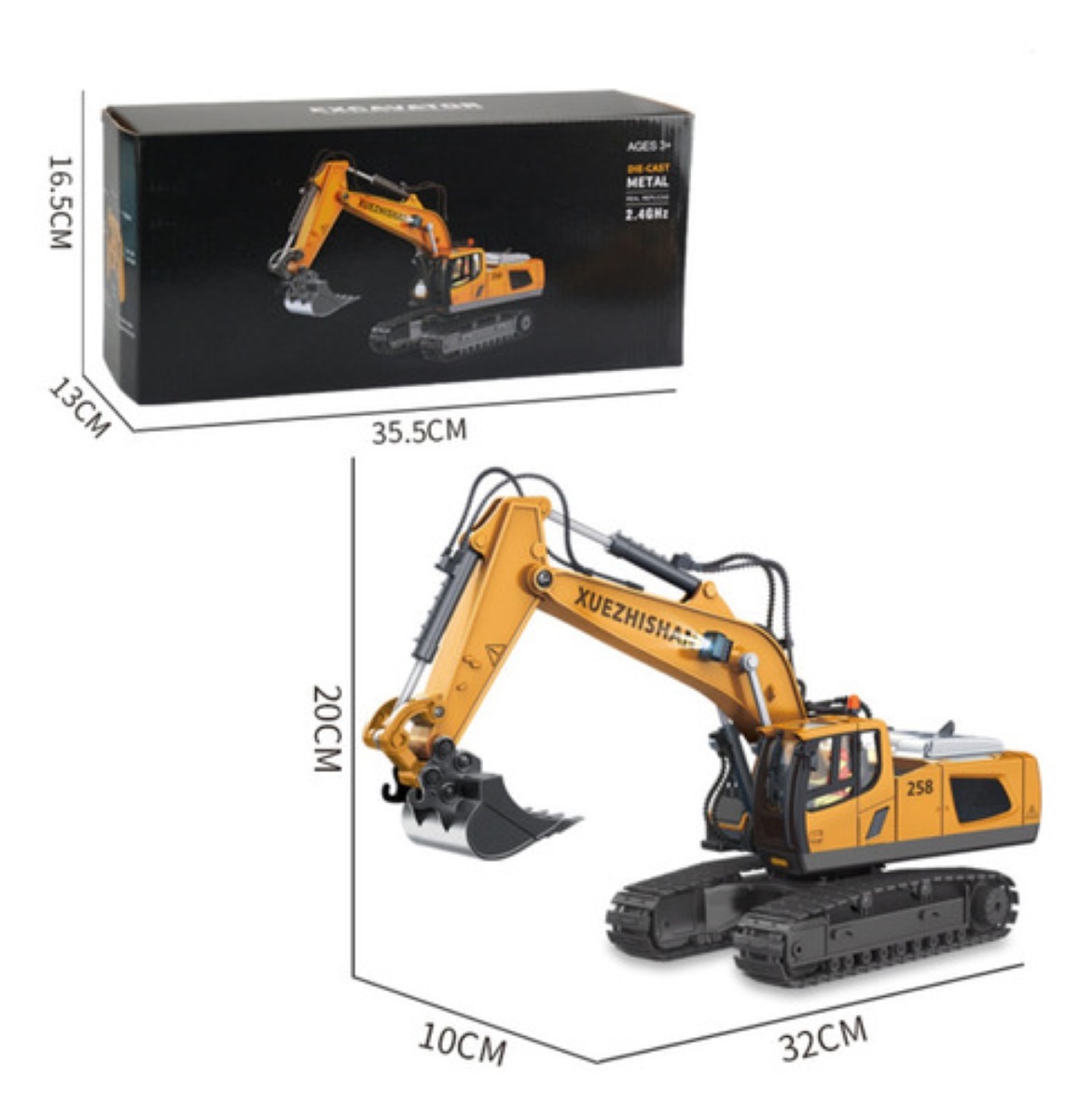 Excavadora Control Remoto Rc Juguete 11 Canal Aleación 1:20 