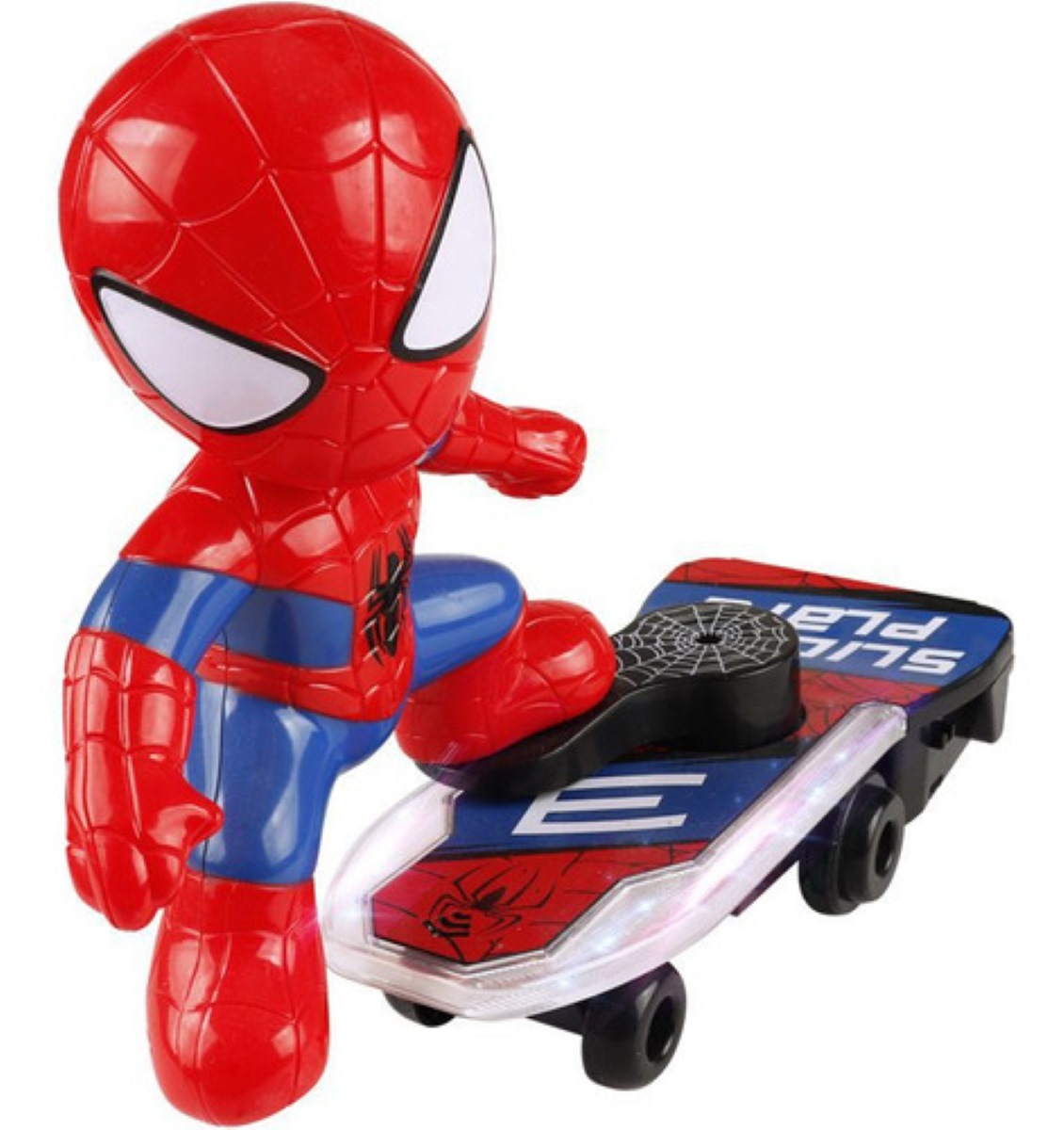 Juguete De Spiderman En Patineta Con Luz Y Sonido Para Niños, Rojo