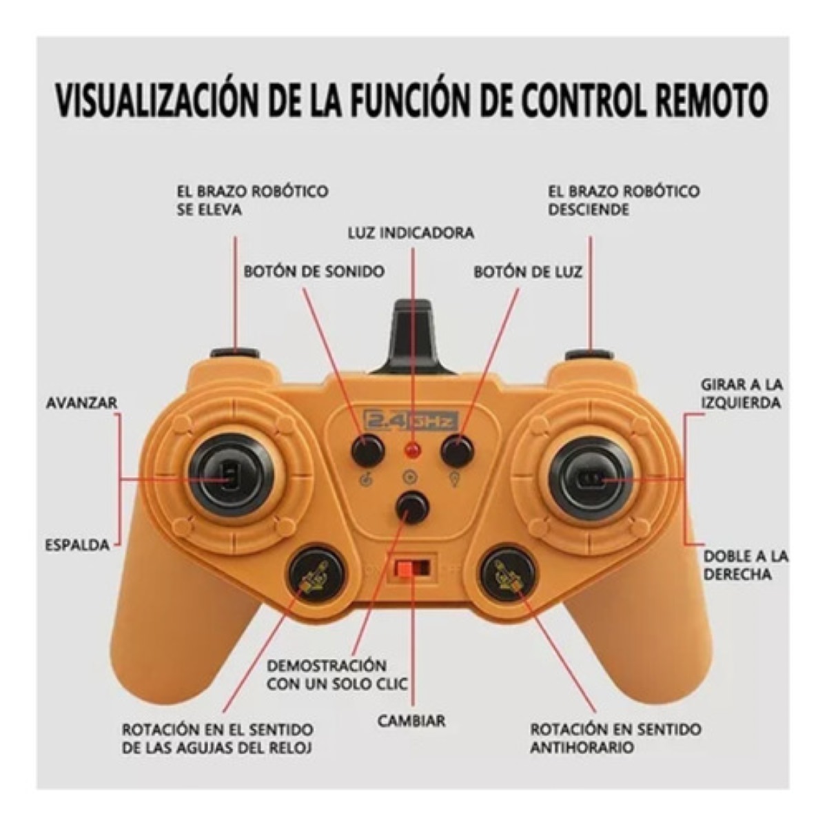 Excavadora Control Remoto Rc Juguete 11 Canal Aleación 1:20 