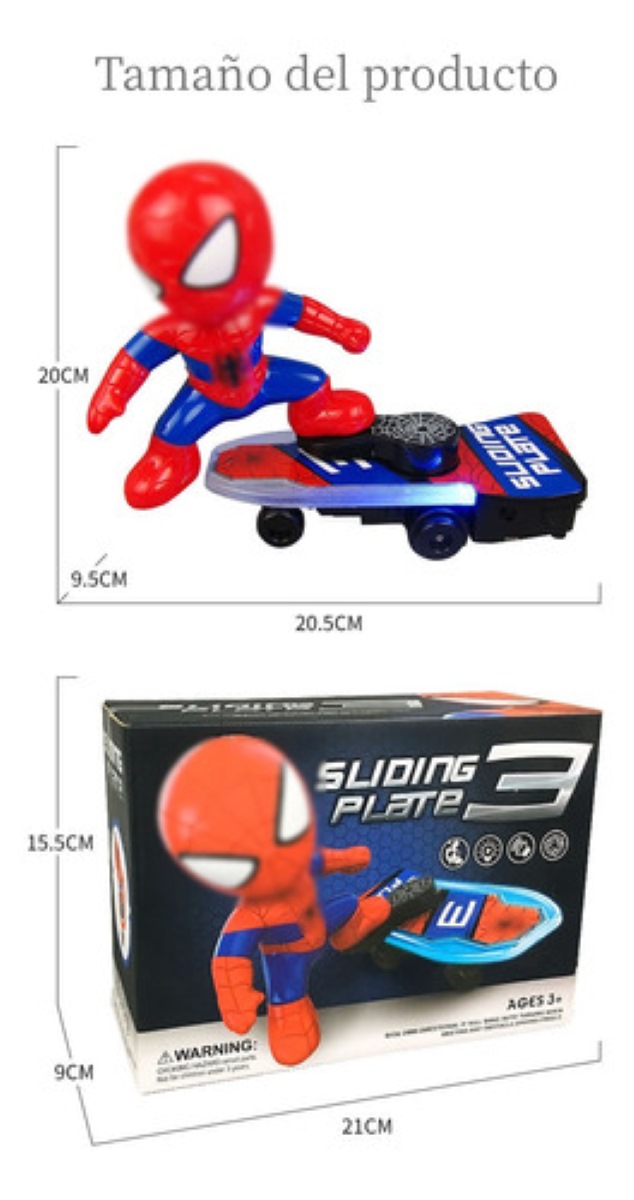 Juguete De Spiderman En Patineta Con Luz Y Sonido Para Niños, Rojo