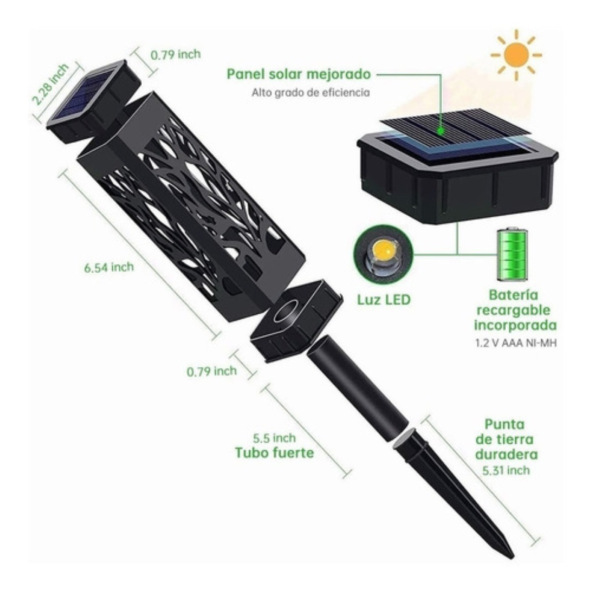 Lamparas de Luz Solar De Jardín Impermeable Para Exteriores, 6 Piezas