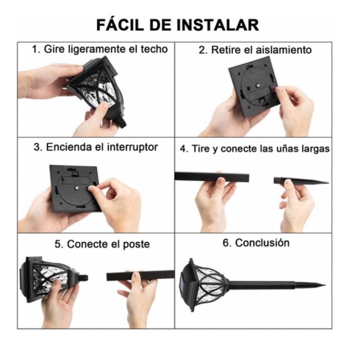 Set De Lámparas Solares Para Caminos De Jardín 6 Piezas, Blanco cálido