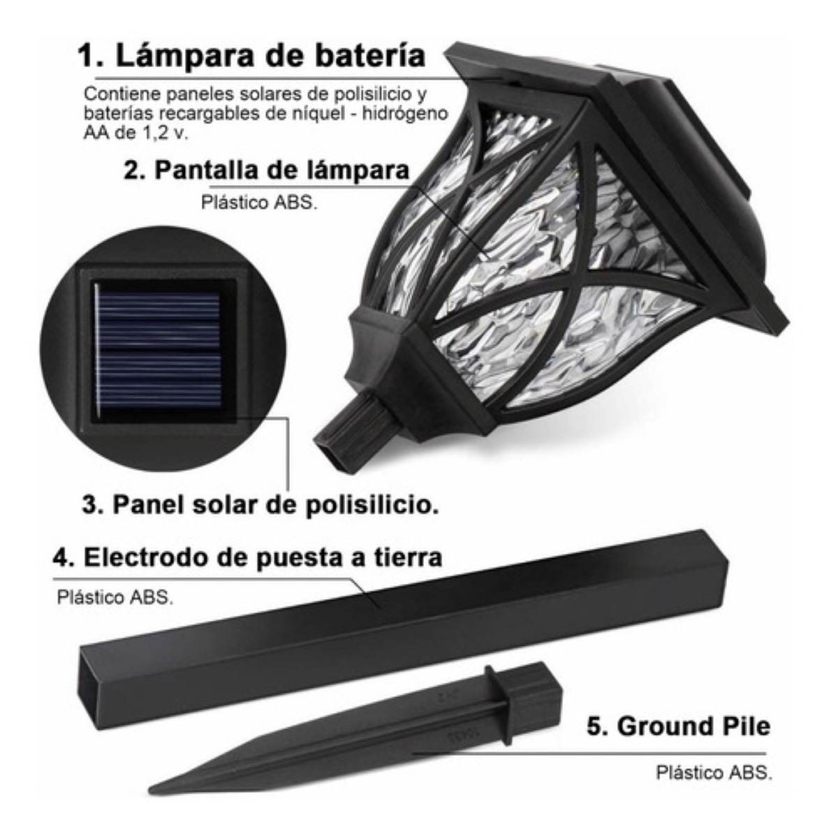 Set De Lámparas Solares Para Caminos De Jardín 6 Piezas, Blanco cálido