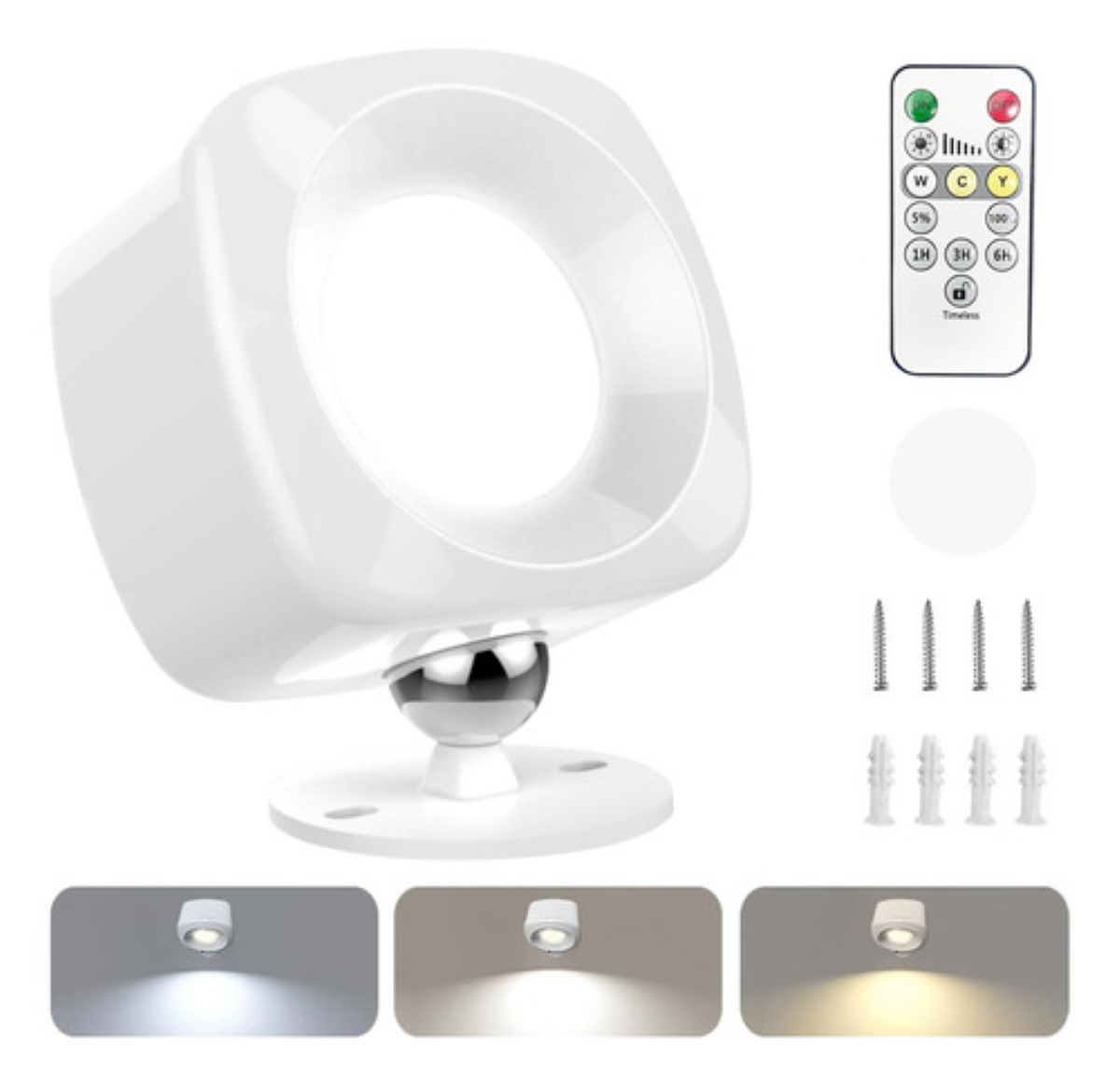 Lámpara Pared Led Interior Luz Arbotante Noche Recargable