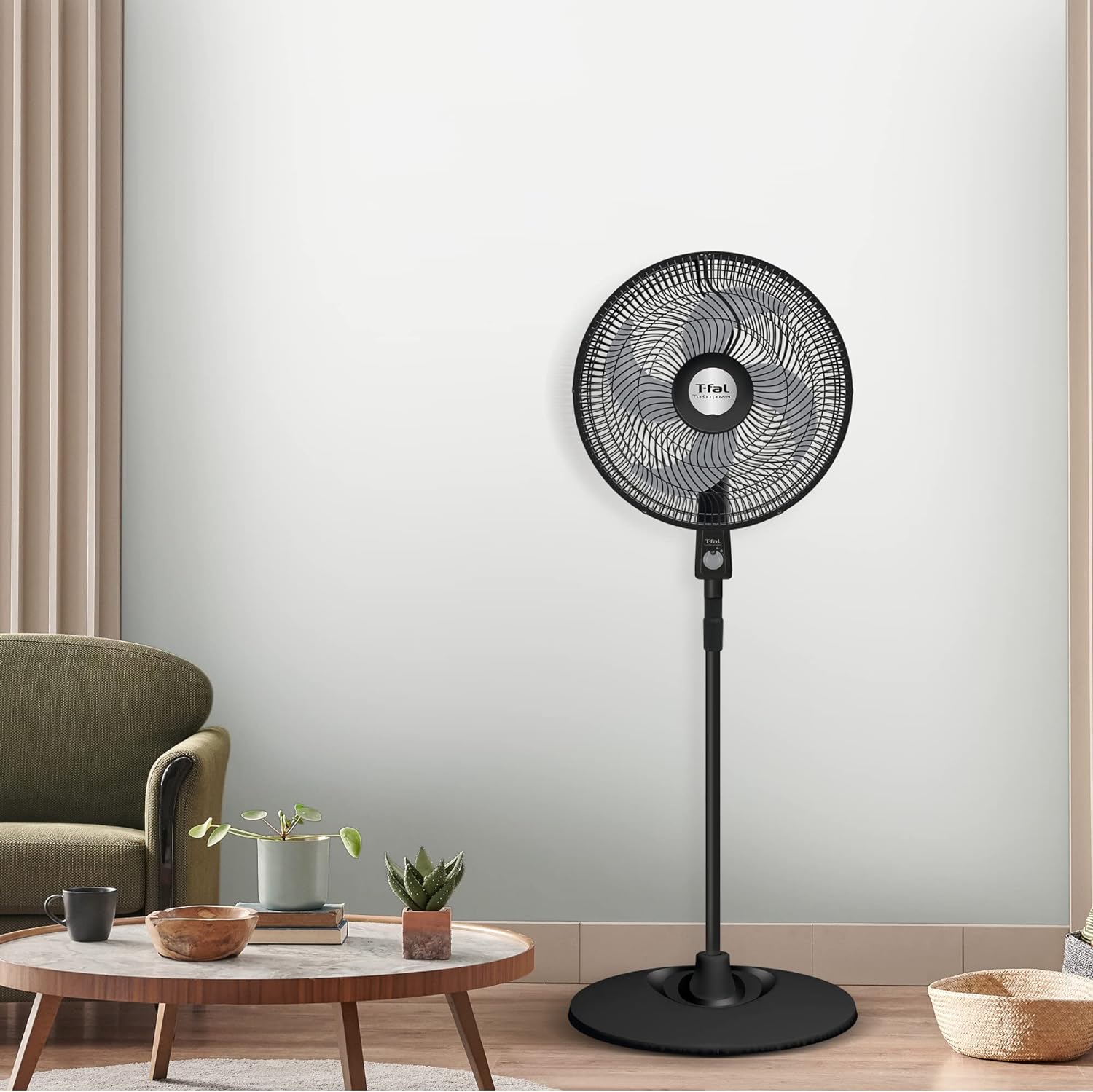 Ventilador de pedestal t-fal turbo power 18 pulgadas negro ve2910x0.