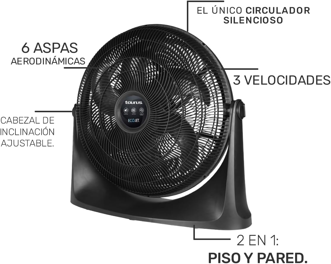 Ventilador de piso taurus rush 20 pulgadas negro 3 vel.