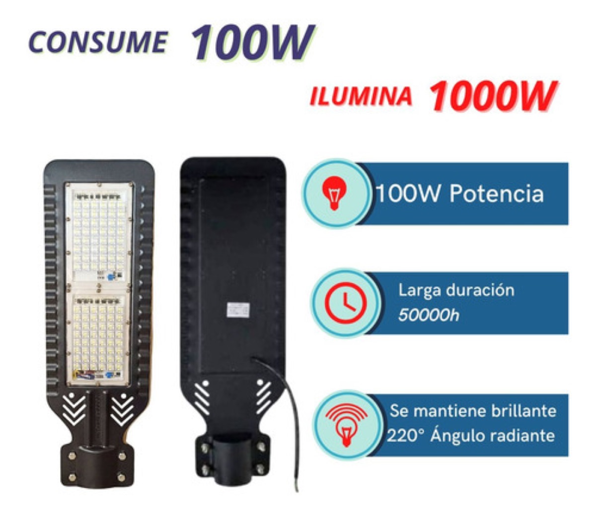 Lampara Alumbrado Publico Led 100w Suburbana Ip65 Luz Blanca