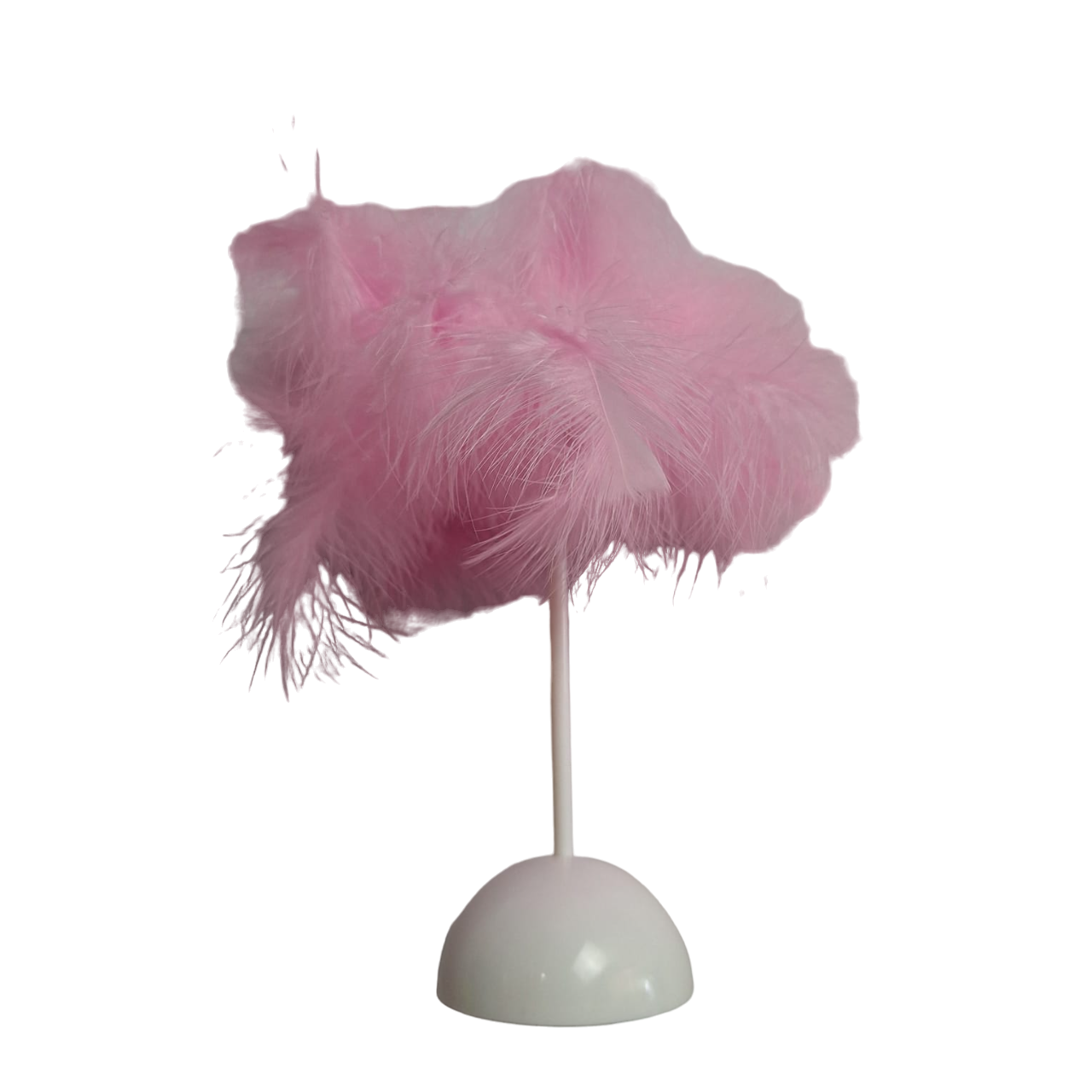 Lampara Pequeña De Mesa Dormitorio Diseño De Plumas Color Rosa Con Luz Led