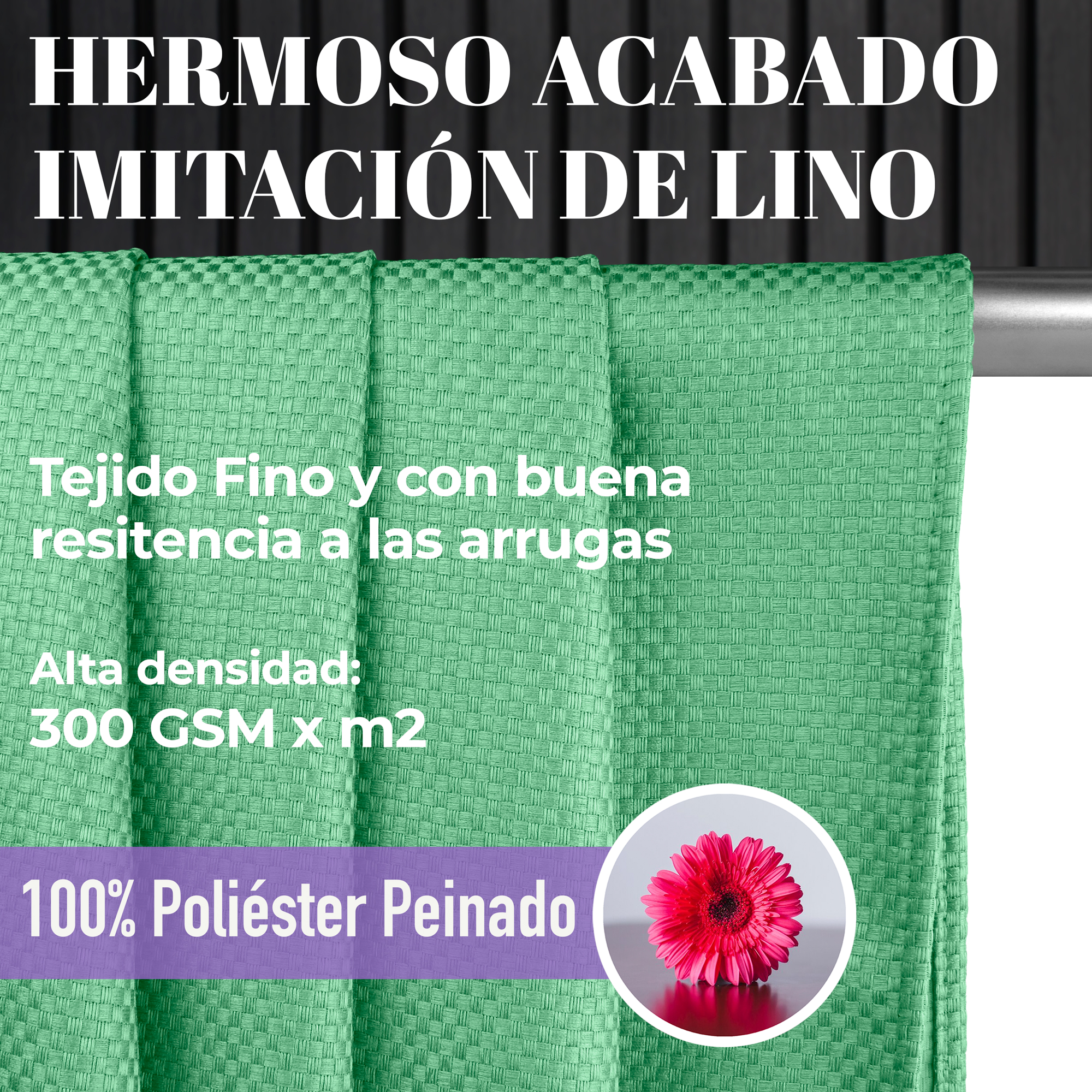 Cortina Blackout Verde Pistache Tramada Corta Térmica Bloqueo De Luz 95%