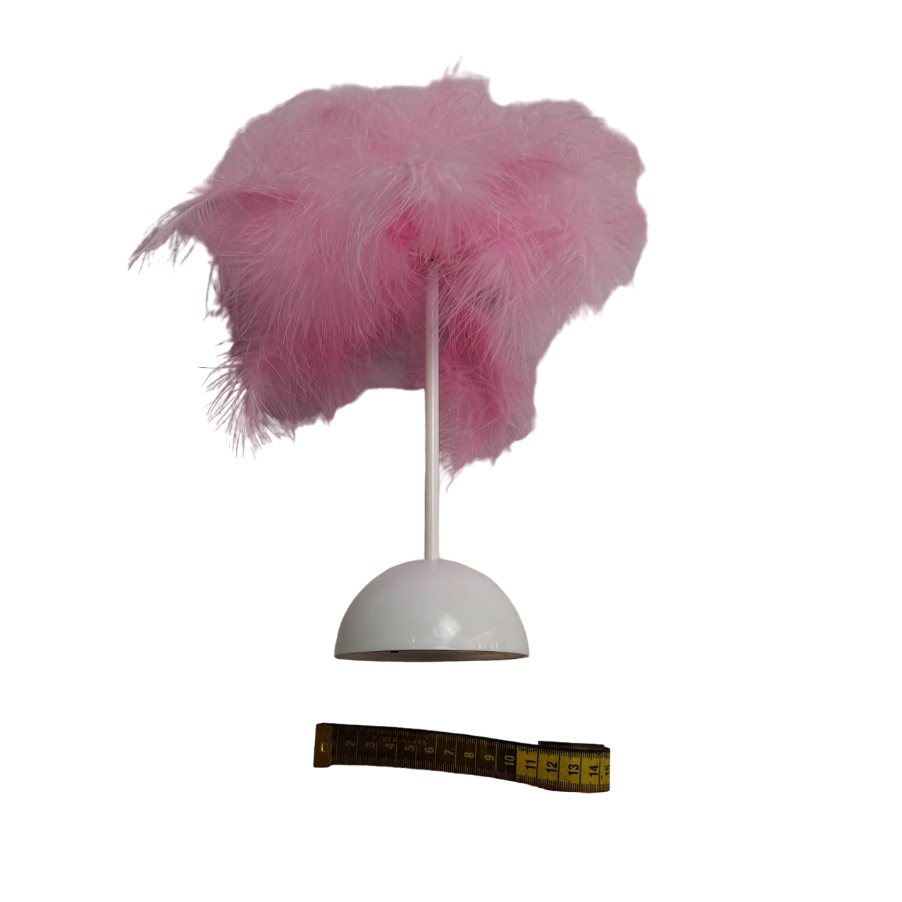 Lampara Pequeña De Mesa Dormitorio Diseño De Plumas Color Rosa Con Luz Led