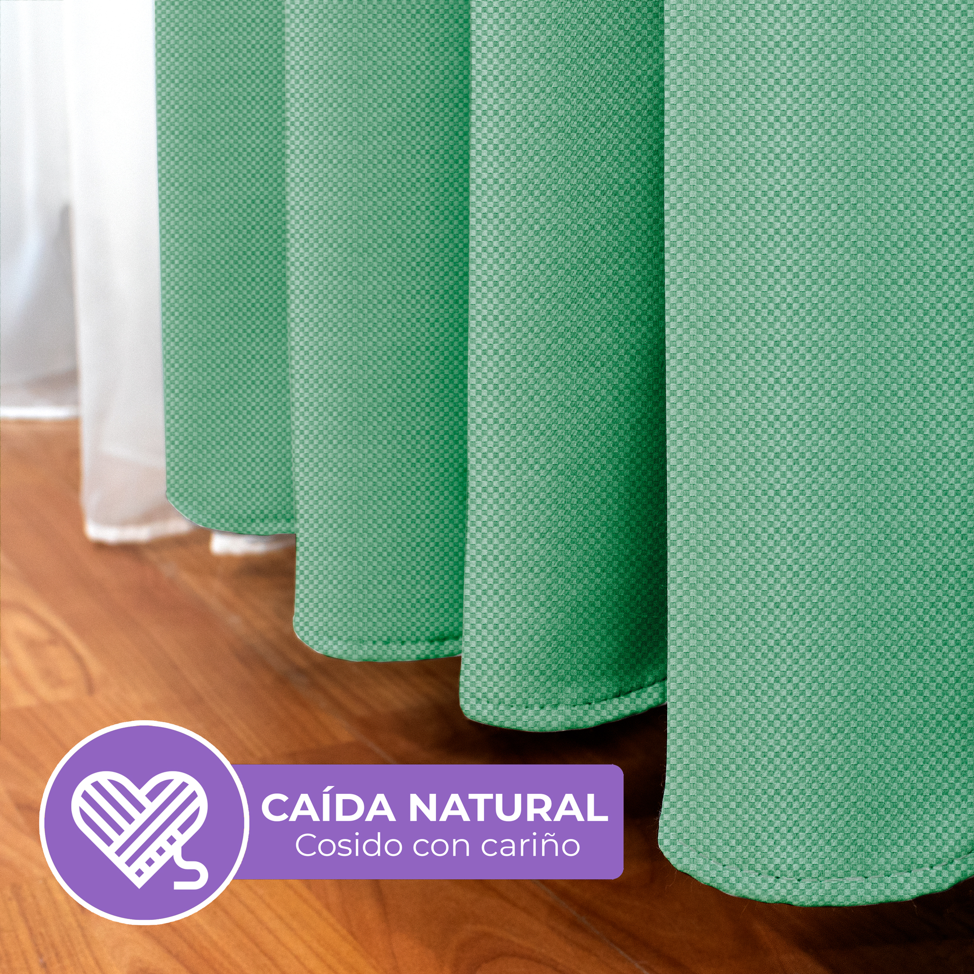 Cortina Blackout Verde Pistache Tramada Corta Térmica Bloqueo De Luz 95%