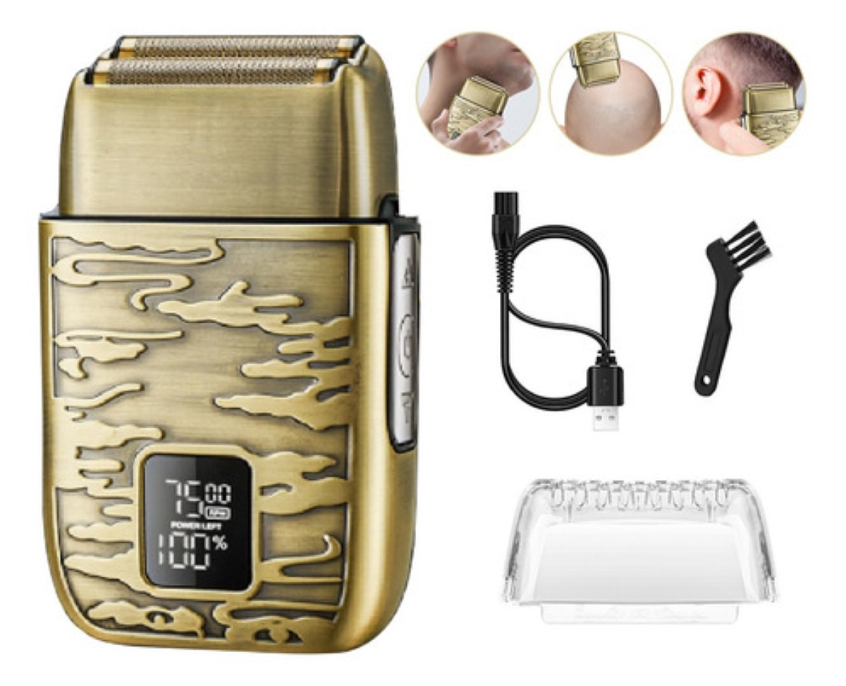 Rasuradora Eléctrica Barba Cortadora Afeitadora Dorada