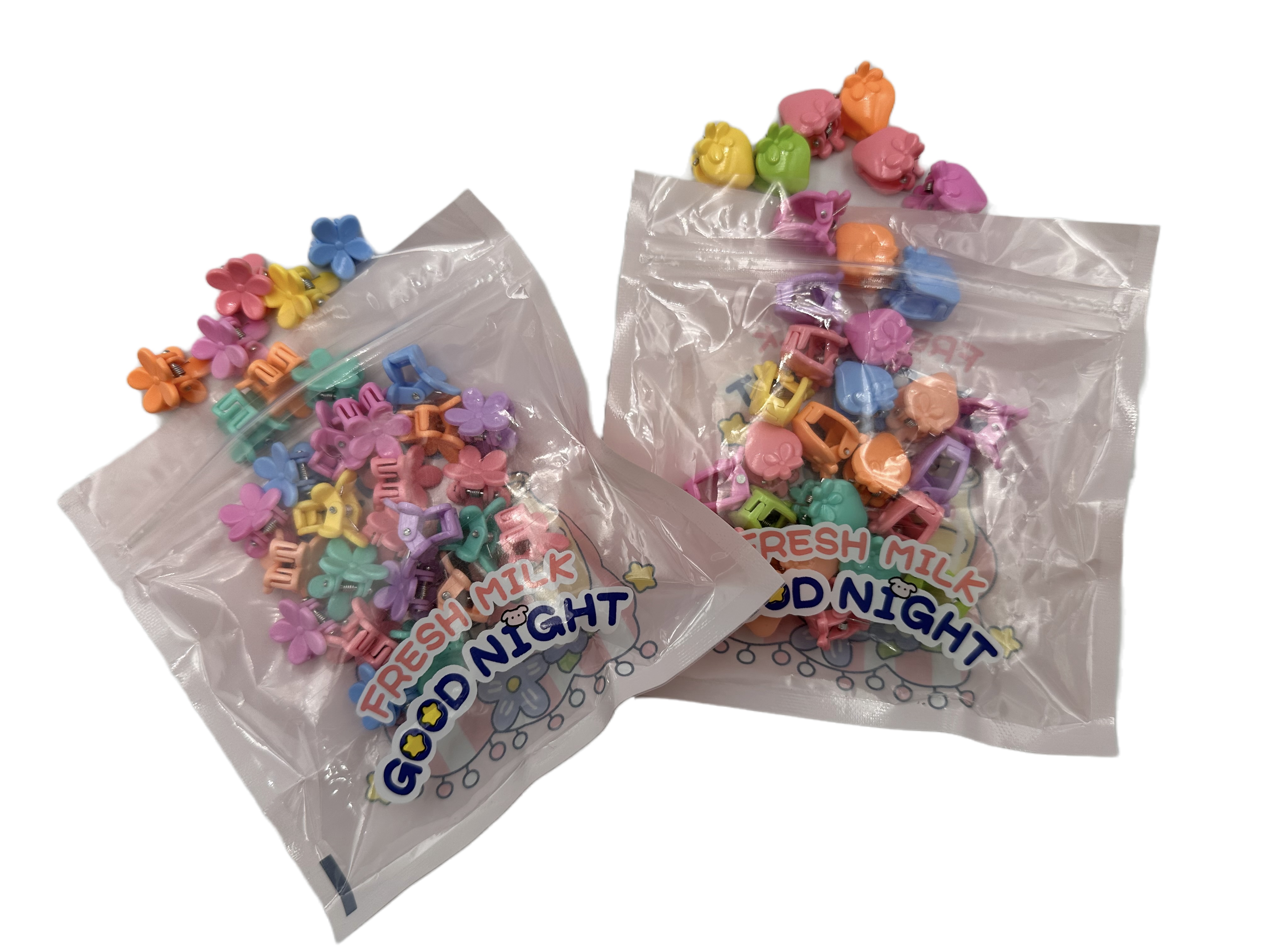 60 Mini Pinzas Para Cabello Flores Y Fresas Milk Colores