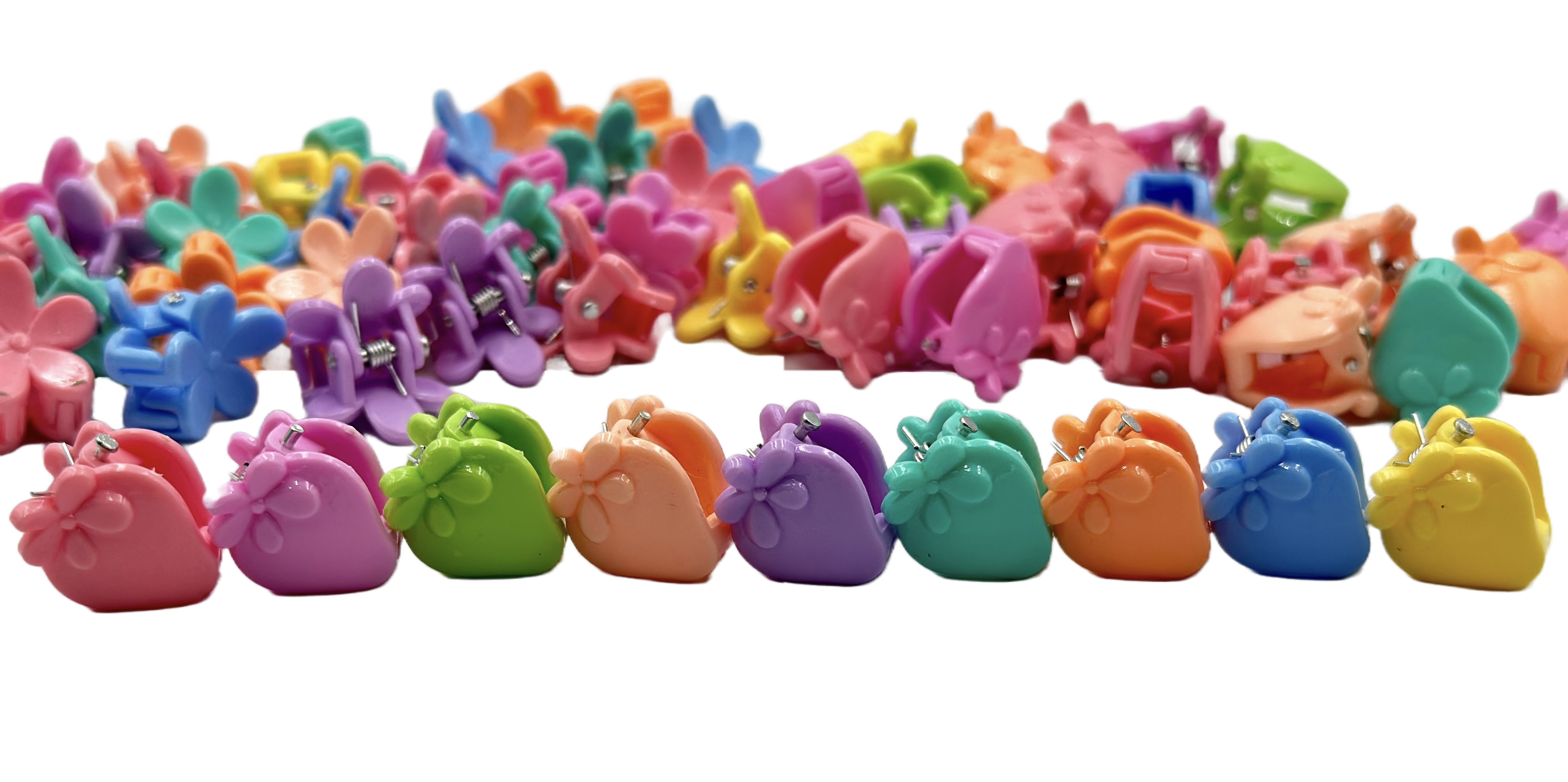 60 Mini Pinzas Para Cabello Flores Y Fresas Milk Colores