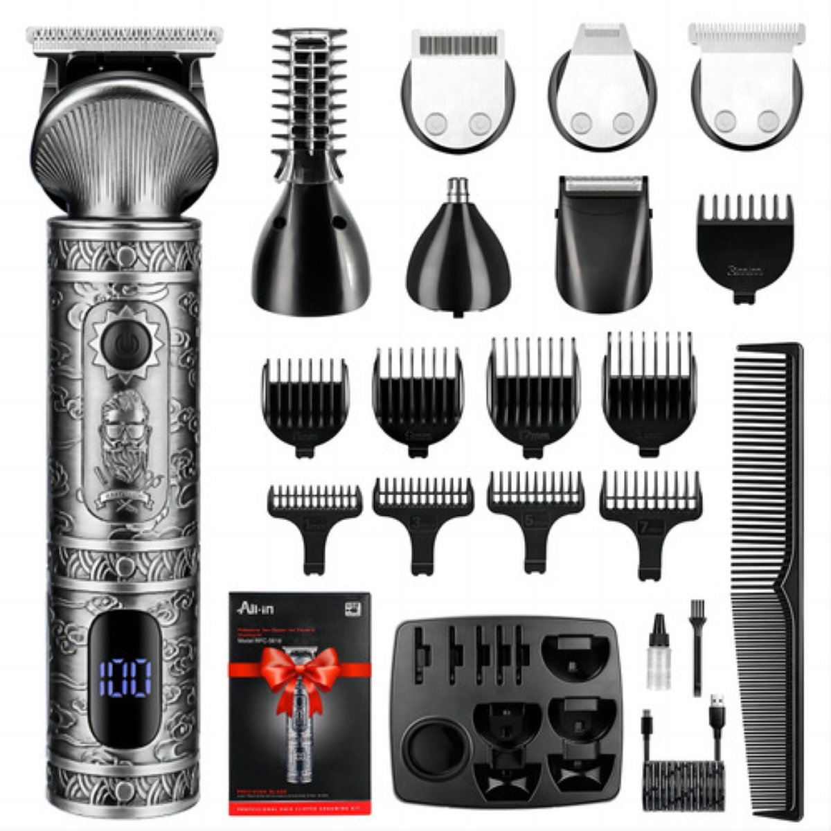 Rasuradora Maquina Cortar Cabello Kit De Cortadora plata negro