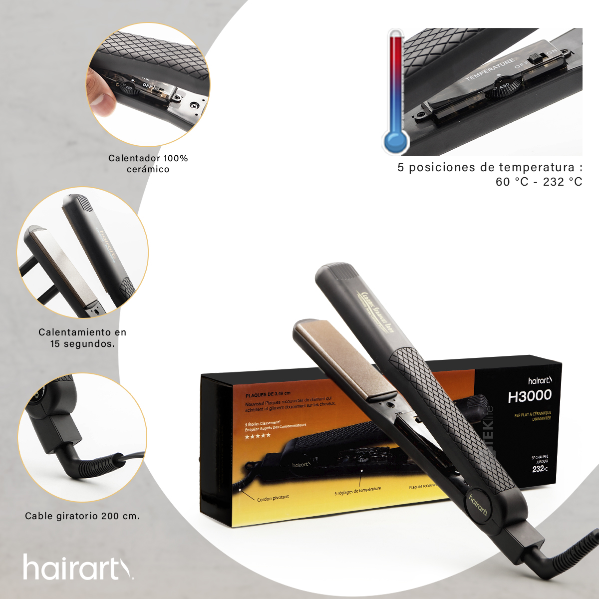 Plancha Para Cabello Hairart De Cerámica Calidad Profesional  