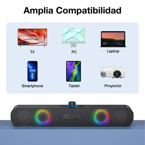 Bocina Bluetooth Speaker 1Hora BOC241, Bocinas para PC Bocinas Inalámbrica Bluetooth RGB Altavoz Inalámbrico, Soporte 3.5 mm AUX/TF/USB/Bluetooth para Interior, Hogar y Fiesta
