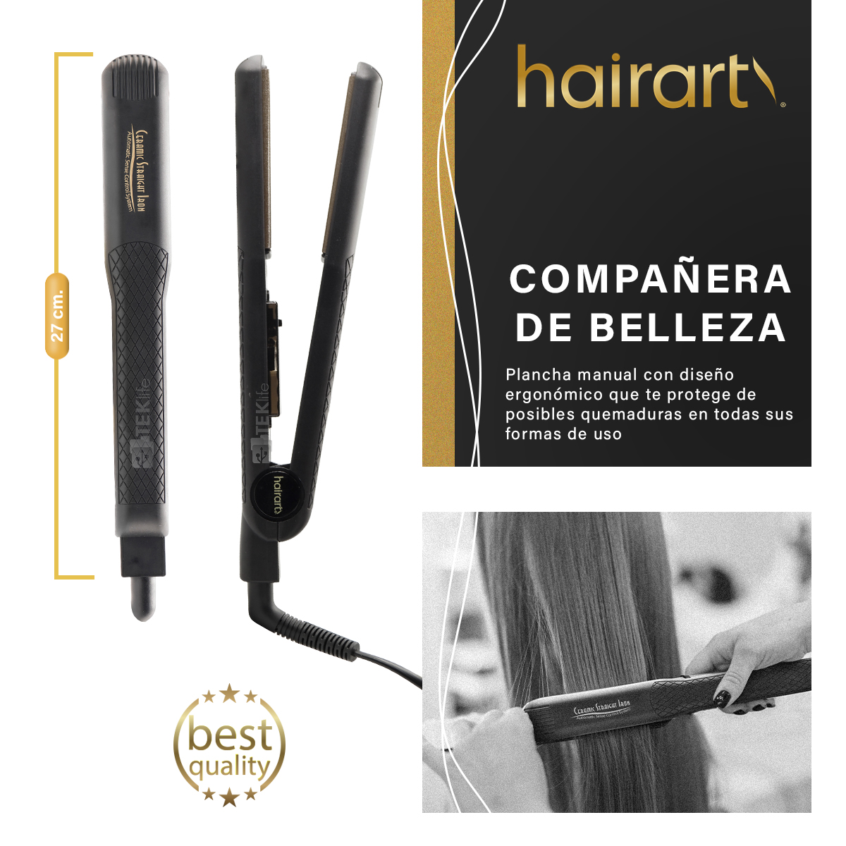 Plancha Para Cabello Hairart De Cerámica Calidad Profesional  