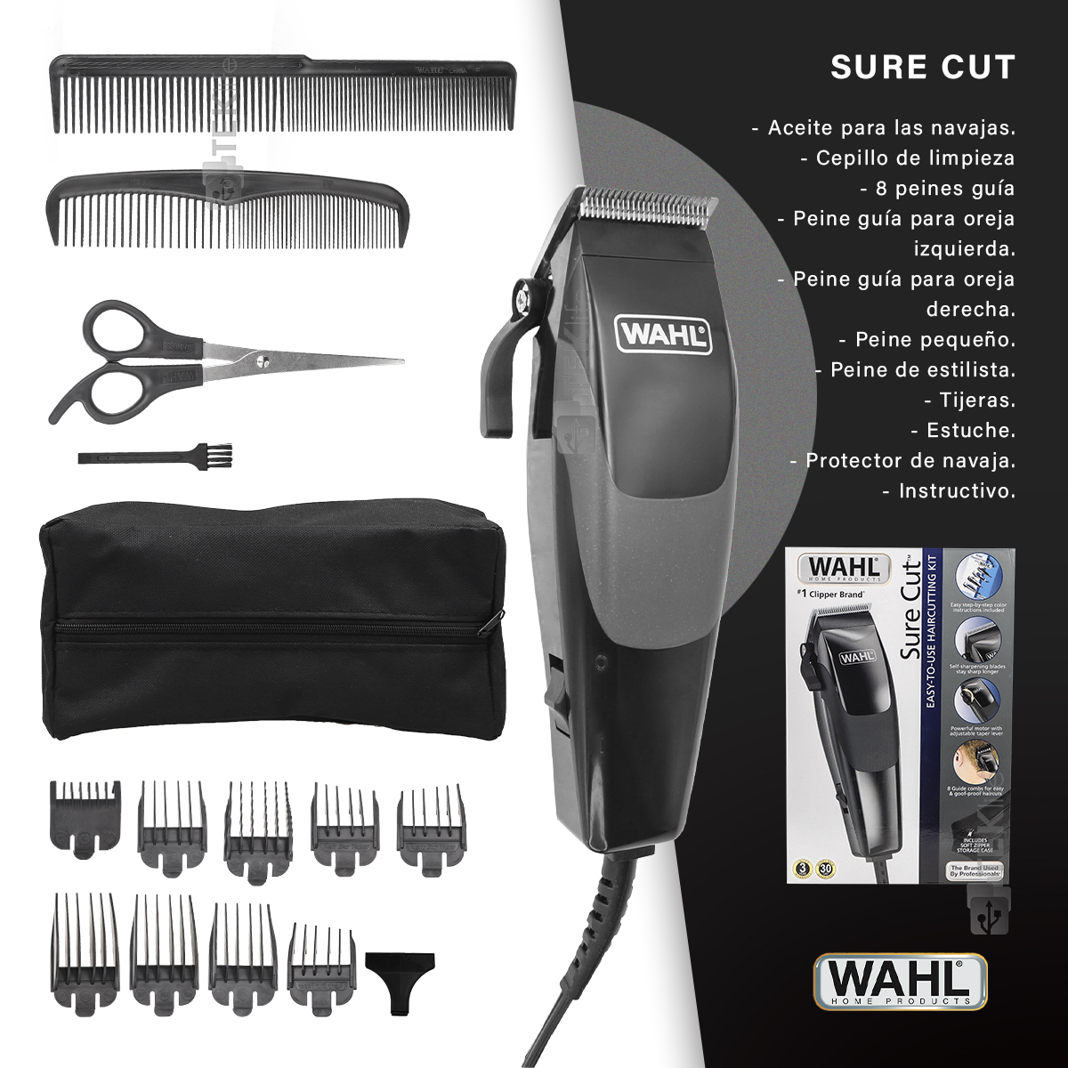 Juego De Cortadora De Cabello Sure Cut Wahl Semiprofesional Alambrica