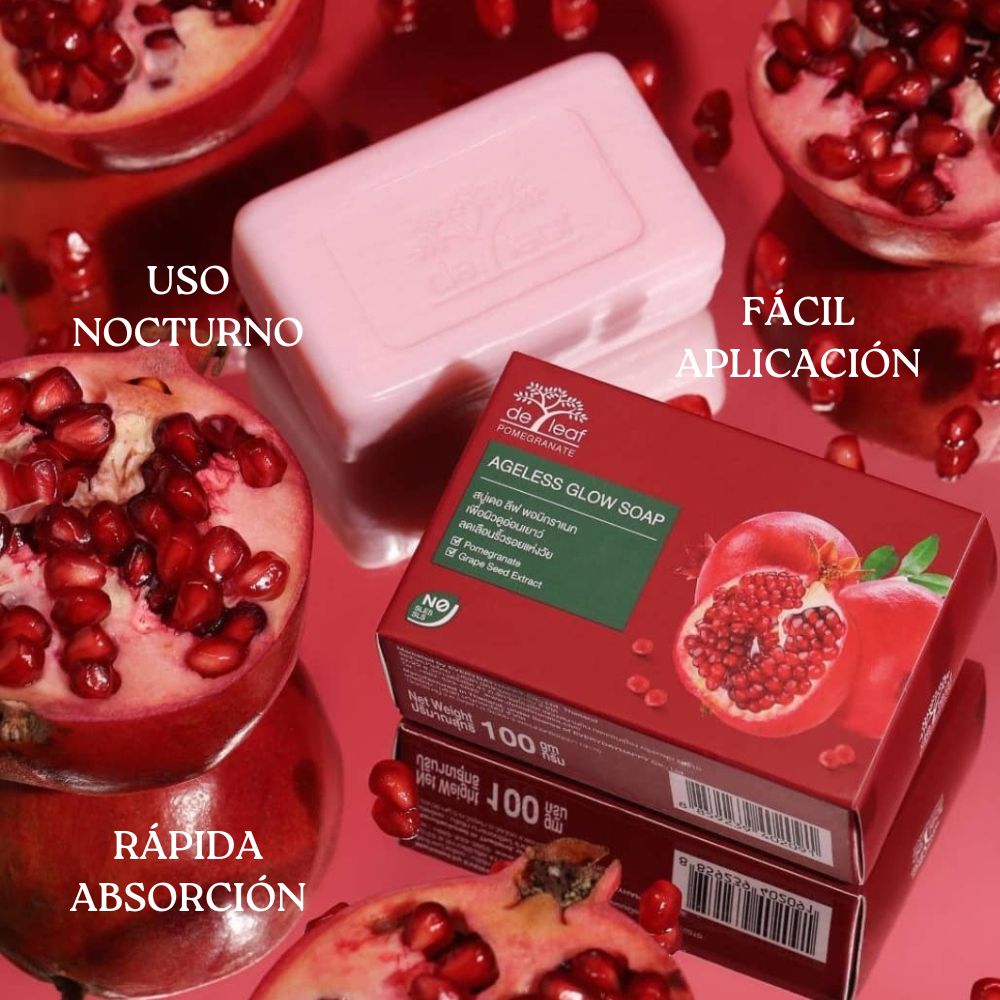 Jabón de Granada Natural 100 g. Limpieza Profunda. Control de Aparición de Acné y Manchas. Hidratación Total. Uso Nocturno