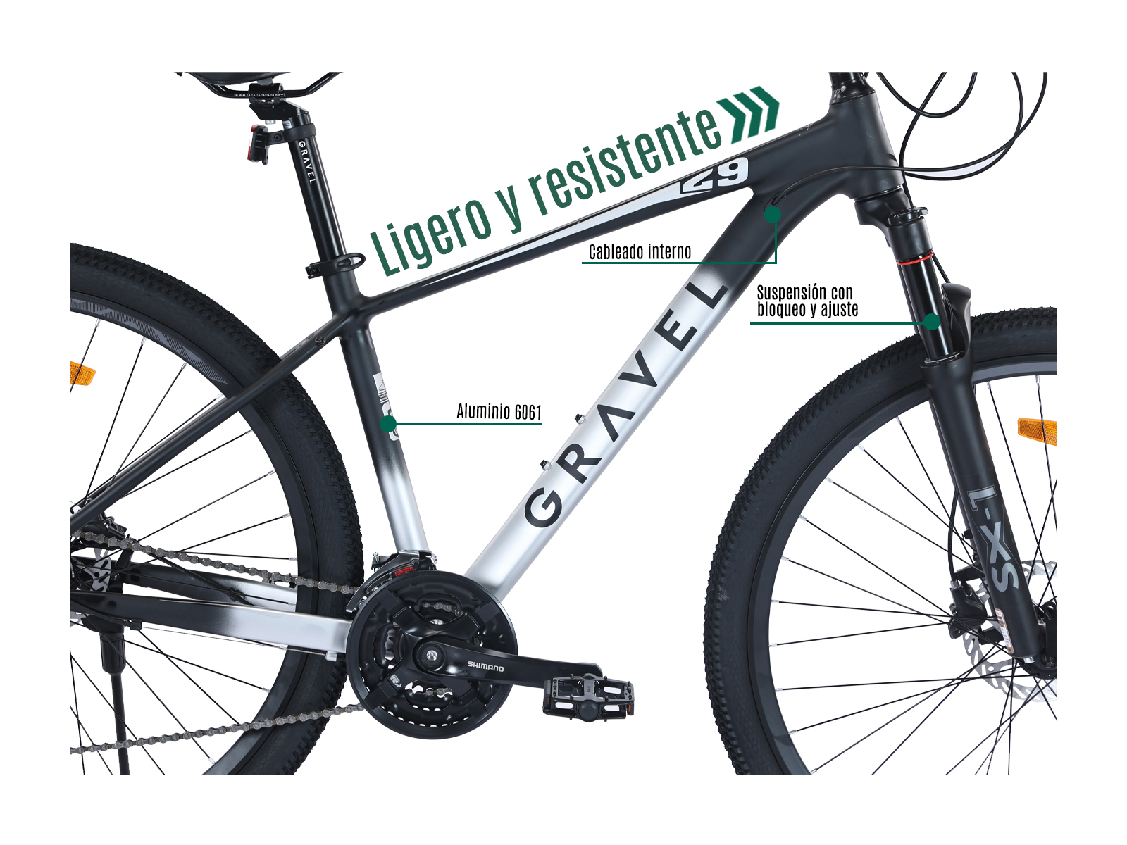 Bicicleta Gravel Andes Mtb De Montaña R29 24v Shimano Altus Color Plateado Tamaño del cuadro S.