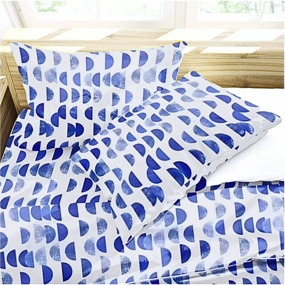 Juego de Sábanas de Microfibra Koala Estampada  -Individual -Media Luna Azul 