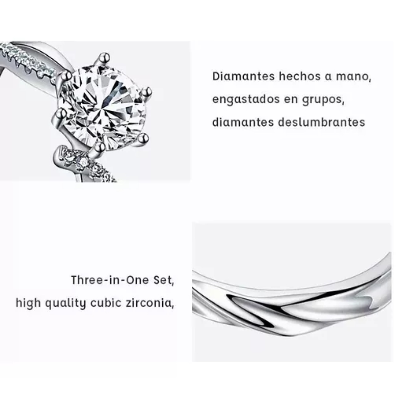 Anillo De Promesa Plata 925 Hombre Y Mujer Ajustables 2 En 1