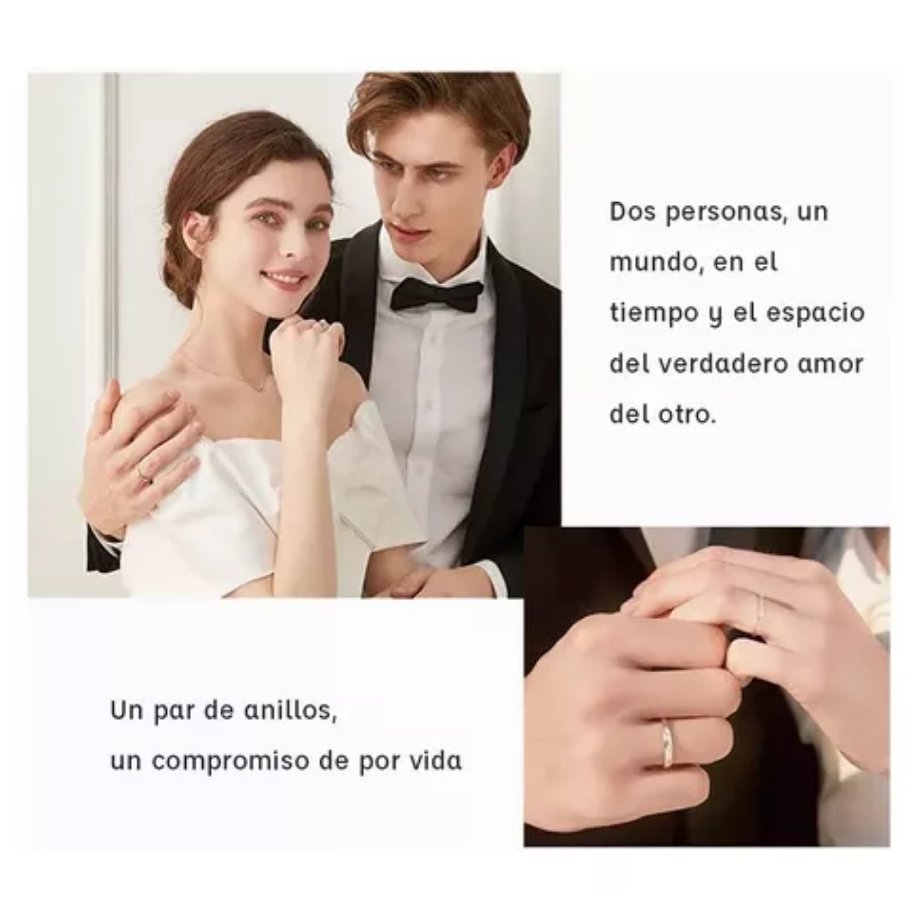 Anillo De Promesa Plata 925 Hombre Y Mujer Ajustables 2 En 1