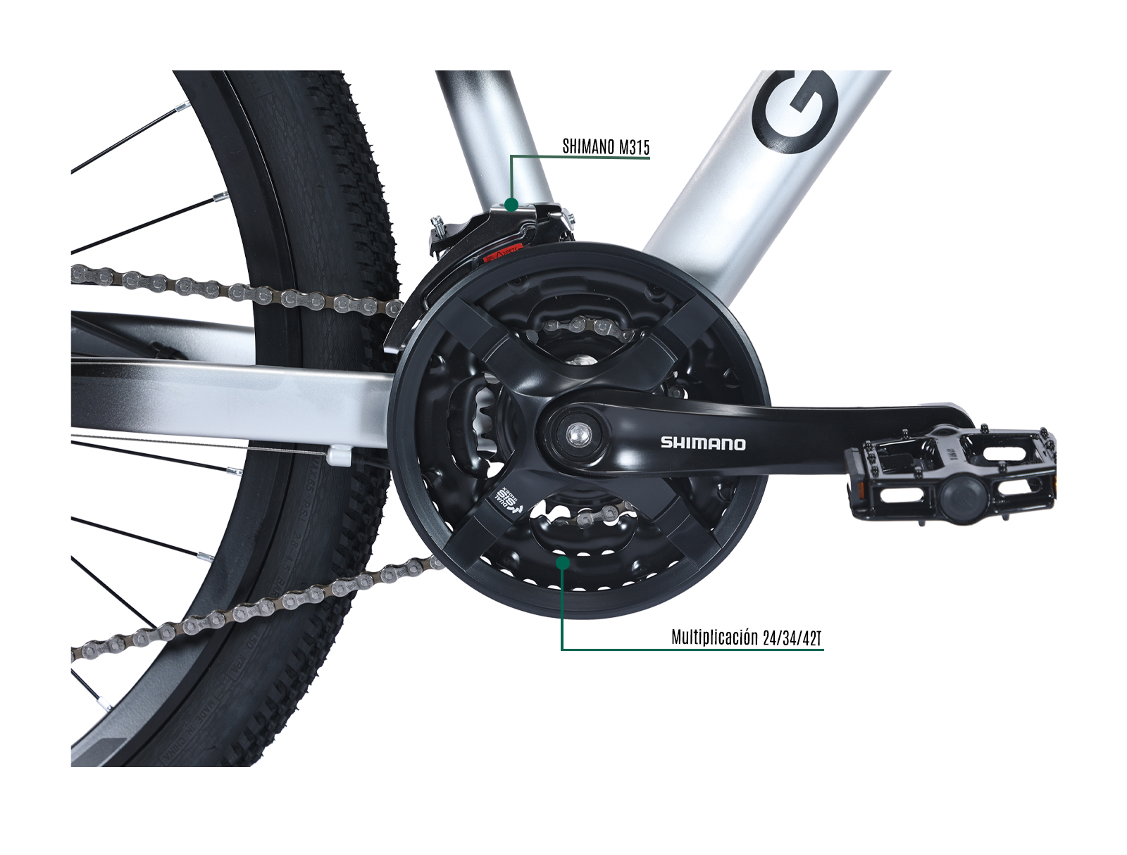 Bicicleta Gravel Andes Mtb De Montaña R29 24v Shimano Altus Color Plateado Tamaño del cuadro G