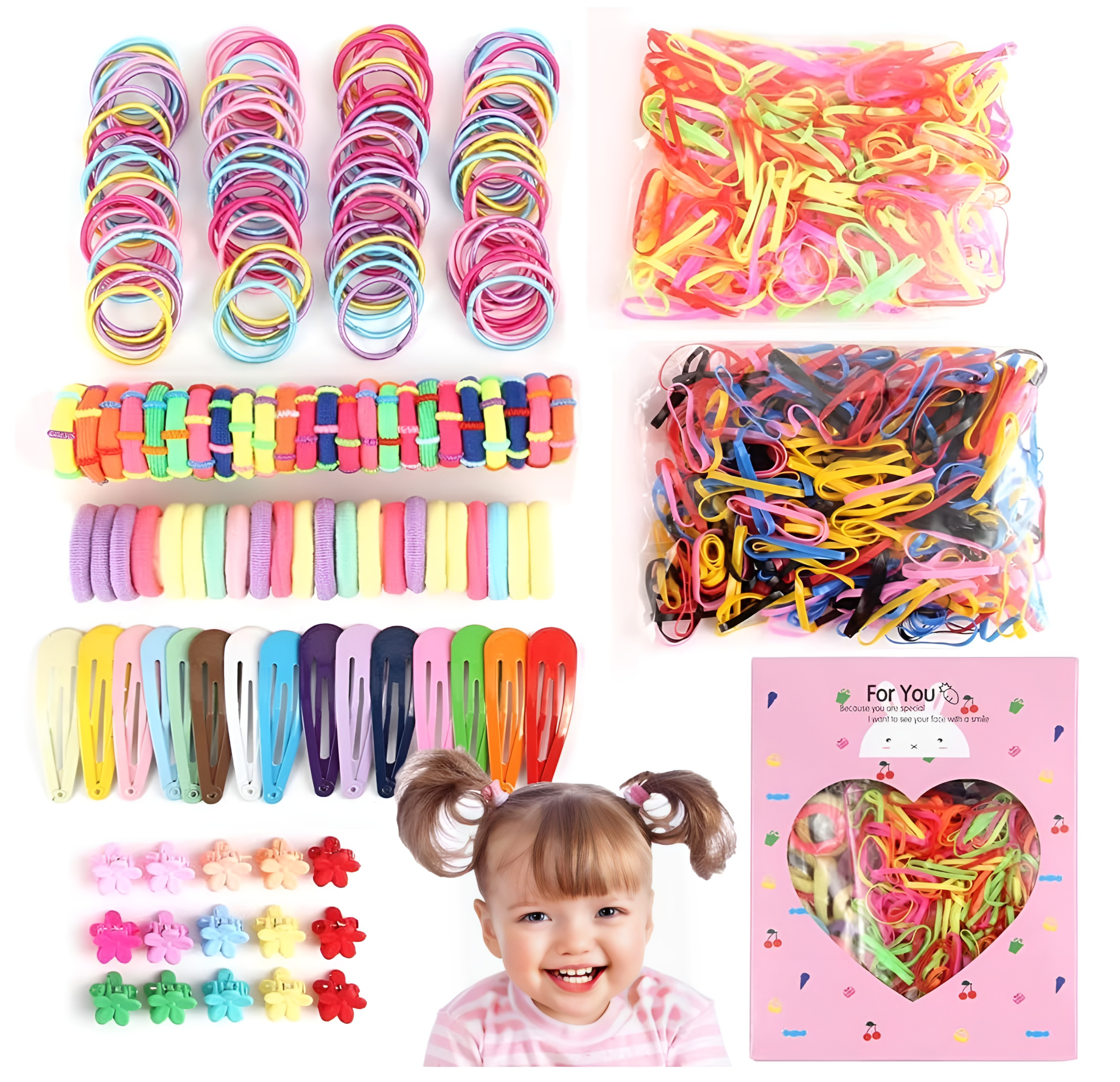 Kit 780 Piezas Ligas Y Accesorios De Cabello Para Dama Moda