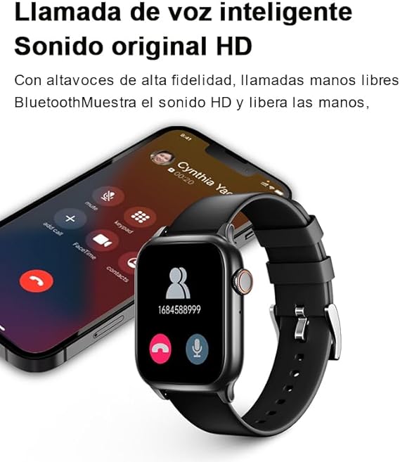 Smartwatch, 1.86‘Reloj Inteligente con Llamadas Bluetooth IP67 Impermeable Reloj Deportivo Pulsómetro Monitor de Oxígeno Sueño, Podómetro, DIY Esfera Reloj, Pulsera Actividad para Android iOS (Negro)
