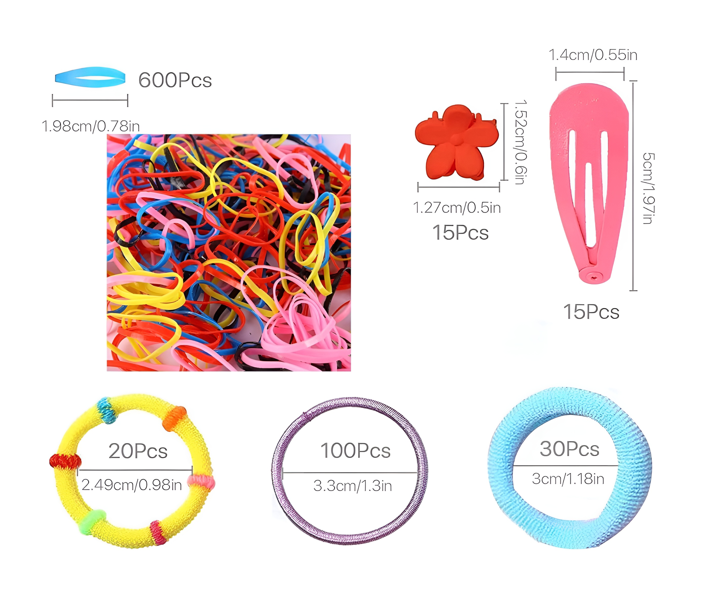 Kit 780 Piezas Ligas Y Accesorios De Cabello Para Dama Moda