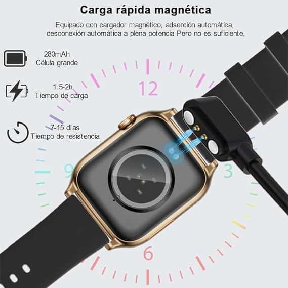 Smartwatch, 1.86‘Reloj Inteligente con Llamadas Bluetooth IP67 Impermeable Reloj Deportivo Pulsómetro Monitor de Oxígeno Sueño, Podómetro, DIY Esfera Reloj, Pulsera Actividad para Android iOS (Negro)