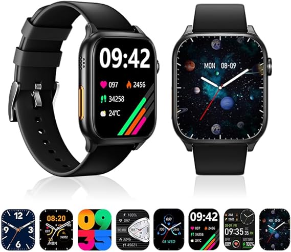 Smartwatch, 1.86‘Reloj Inteligente con Llamadas Bluetooth IP67 Impermeable Reloj Deportivo Pulsómetro Monitor de Oxígeno Sueño, Podómetro, DIY Esfera Reloj, Pulsera Actividad para Android iOS (Negro)