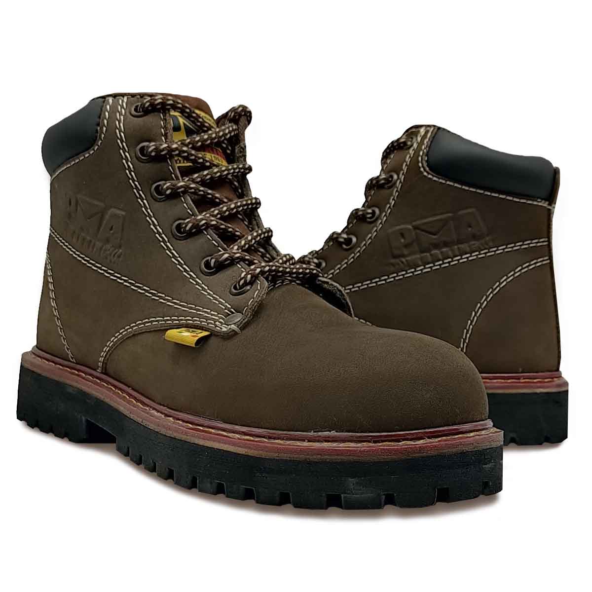Bota Cafe suela Negra Nobuck Caballero Hombre Pma Industriales Con/casquillo.