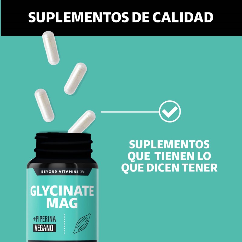 Suplemento Alimenticio Glicinato de Magnesio + Pimienta negra  Beyond Vitamins 60 cápsulas