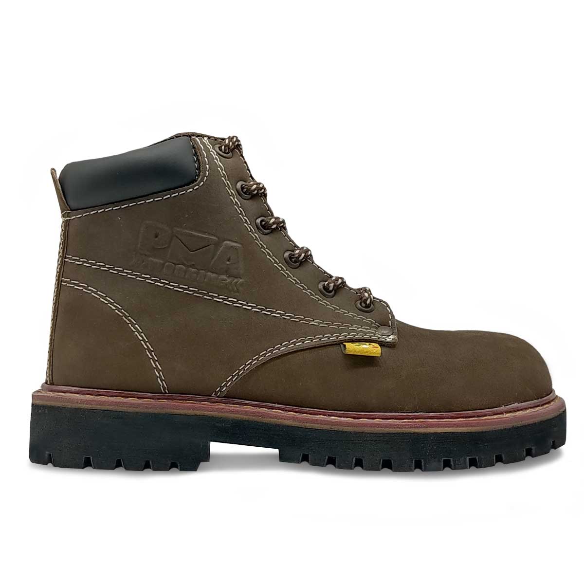 Bota Cafe suela Negra Nobuck Caballero Hombre Pma Industriales Con/casquillo.