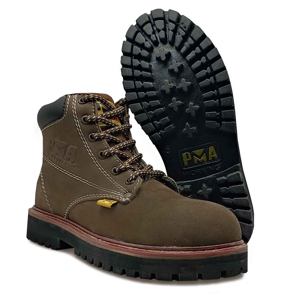 Bota Cafe suela Negra Nobuck Caballero Hombre Pma Industriales Con/casquillo.