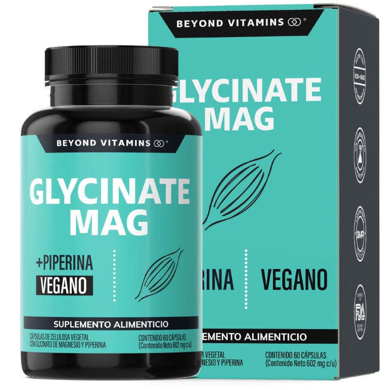 Suplemento Alimenticio Glicinato de Magnesio + Pimienta negra  Beyond Vitamins 60 cápsulas