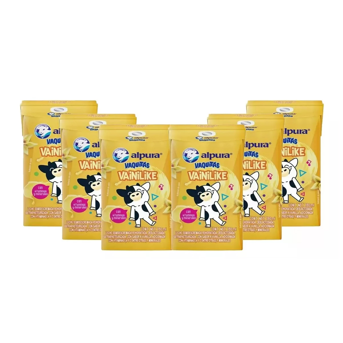 Leche Alpura Vaquitas Lechitas Sabor Vainilla 6 Pzs de 190 ml