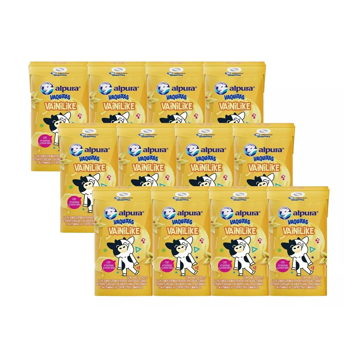 Leche Alpura Vaquitas Lechitas Sabor Vainilla 12 Pzs 190 ml